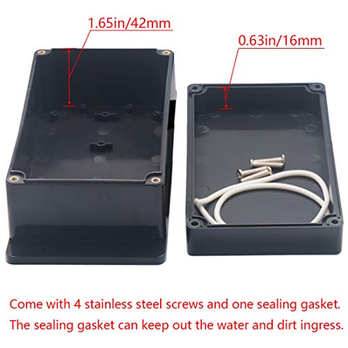 Project Box ABS Black Electrical Boxes IP65 Outdoor Waterproof Box Electronic Junction Box Fixed Ear Power Enclosure with Cable Glands for DIY Project 6.22 x 3.54 x 2.36 inch (158x90x60mm) - size: 6.22"x3.54"x2.36"