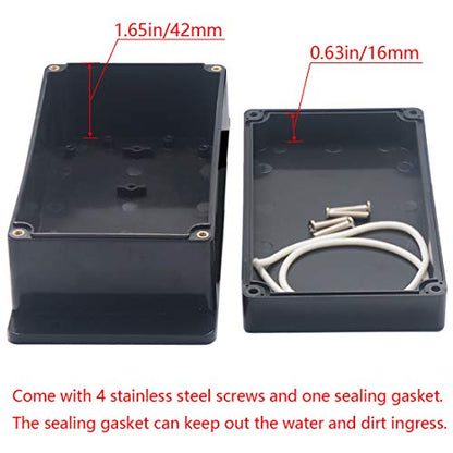 Project Box ABS Black Electrical Boxes IP65 Outdoor Waterproof Box Electronic Junction Box Fixed Ear Power Enclosure with Cable Glands for DIY Project 6.22 x 3.54 x 2.36 inch (158x90x60mm) - size: 6.22"x3.54"x2.36"