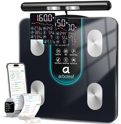 arboleaf Smart Scale for Body Weight, Dual-Frequency 8-Electrode BIA - color: Black