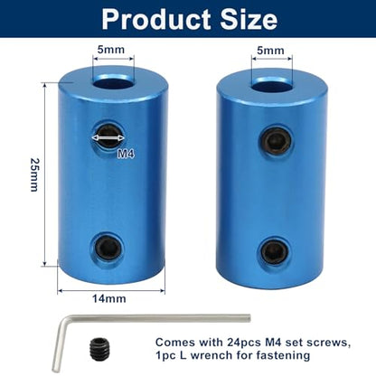 6pcs 5mm to 5mm Bore Rigid Shaft Coupler, Blue - size: 5mm to 5mm