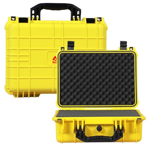Jack Boss Waterproof Hard Camera Case with Foam,16x12.8x6.8 Inch,Yellow - color: Yellow, size: 16x12.8x6.8 in