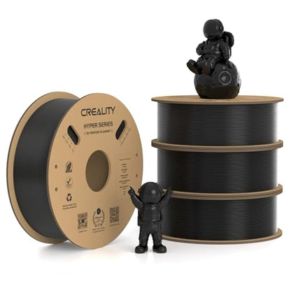 Creality Hyper PLA Filament 1.75mm, 30-600mm/s High Speed 3D Printer Filament, Dimensional Accuracy +/-0.02mm, Fit Most FDM 3D Printers, 4 Pack 1kg Spool(2.2lbs), Black - color: Black