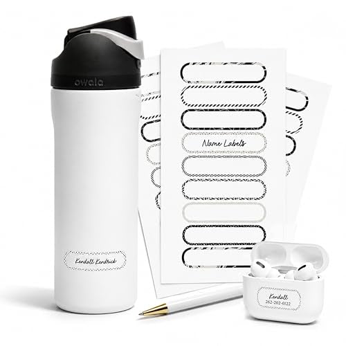 ThreeKin Waterproof Labels for Bottles and Containers - Custom Stickers - All-Purpose and Personalizable - Dishwasher, Freezer and Microwave Safe - BPA-Free - USA-Owned (Black and White, 72pcs) - color: Black & White, size: 72 pcs