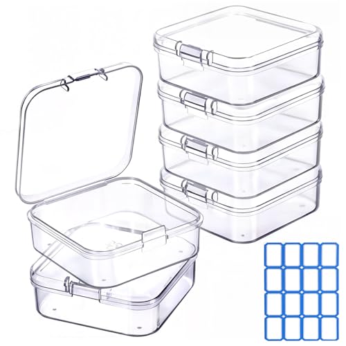 DUOFIRE Bead Organizer 6 Pack Clear Small Plastic Containers 2.1x2.1x0.8in - size: 2.1x2.1x0.8 Inches(6 packs)
