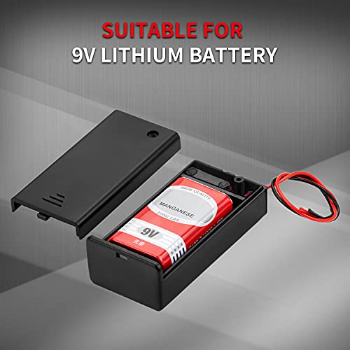 DAIERTEK 9V Battery Holder, 9 Volt Battery Holder with ON/Off Switch Cover Lead Wires 9V Battery Box 9 Volt Battery Case Connector -3Pack