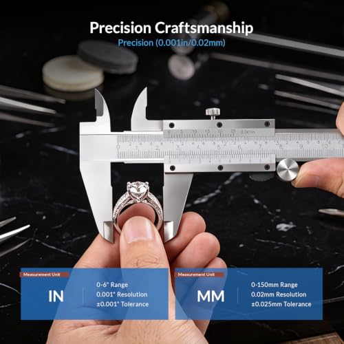 HARDELL Vernier Caliper, Slide Roller Calipers, 6-in Caliper Measuring Tool