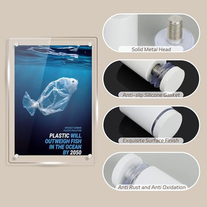 Alise 3/4"x1" Sign Standoff Screws, Wall Mount Glass Standoff, White, 4 Pcs - color: White, size: (4P)19x25mm