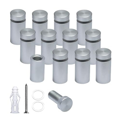Pack of 12 Aluminum Standoff Screws Wall Sign Standoff Mounting Hardware Standoff Mounts for Acrylic Picture Frame (12, Satin Chrome, 1/2" x 3/4") - color: Satin Chrome, size: 1/2" x 3/4"