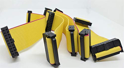 PC Accessories - Connectors Pro 20P 20cm 7 Inches Length 5-Pack Yellow Flat Ribbon Cable with 2.54mm 0.1" Pitch FC 20 Pins 2x10 Female Connector (20P-20cm-5PK) - size: 20P-20cm-5PK