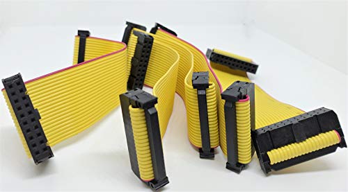 5-Pack IDC 2x10 20P 2.54mm Female Connector 12cm 4 Inches Yellow Flat Ribbon Cable, Double Rows 20 Pins 0.1” Pitch FC F/F (20P-12cm-5PK) - size: 20P-12cm-5PK