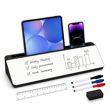 Glass Desktop Whiteboard,Dry Erase Board Buddy Keyboard Stand - color: Black