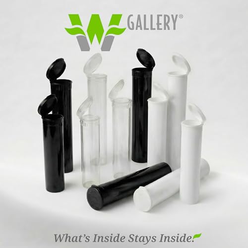 W Gallery 50 Clear 98mm Open Cap Pop Top Tubes, Airtight Pill Bottles