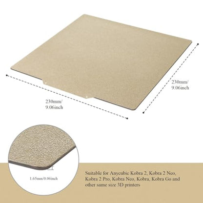 HICTOP Magnetic PEI Build Plate for Anycubic Kobra 2/Neo/Go/Pro | 230x230mm Double-Sided Textured Sheet | Ultra-Strong PLA Adhesion (45-55°C) | No Glue Needed | Includes Magnetic Base