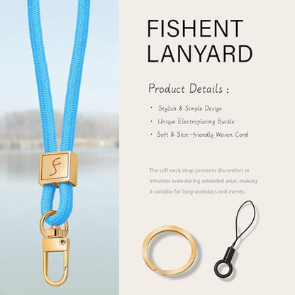 Fishent Lanyard, Cute Neck Lanyards for Keys ID Badges Holder, Keychain Key Teacher Lanyard with Safety Breakaway Buckle for Women Men, Sky Blue - color: Sky Blue