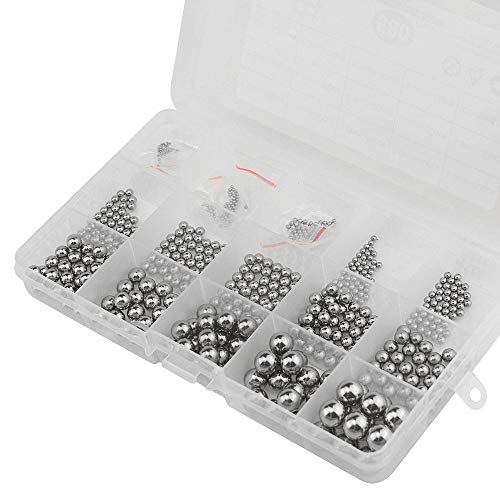 580Pcs 15Kinds 304 Stainless Steel Precision Chrome Steel Bearing Ball Assortment Kit for Repairing Bicycle
