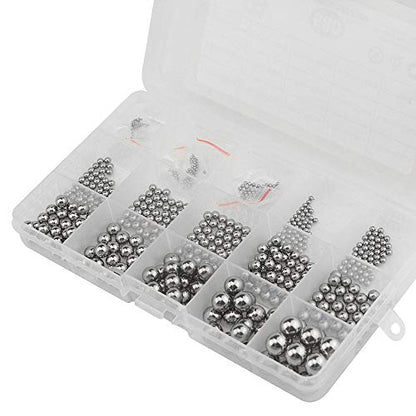 580Pcs 15Kinds 304 Stainless Steel Precision Chrome Steel Bearing Ball Assortment Kit for Repairing Bicycle