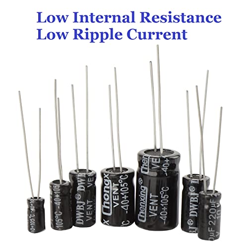 Capacitor Kit, 500Pcs 24 Values Aluminum Electrolytic Capacitor Kit, Range 0.1uF - 1000uF 10V - 50V Assortment Kit for Electronic Repairs on Circuit Boards