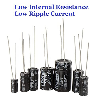 Capacitor Kit, 500Pcs 24 Values Aluminum Electrolytic Capacitor Kit, Range 0.1uF - 1000uF 10V - 50V Assortment Kit for Electronic Repairs on Circuit Boards