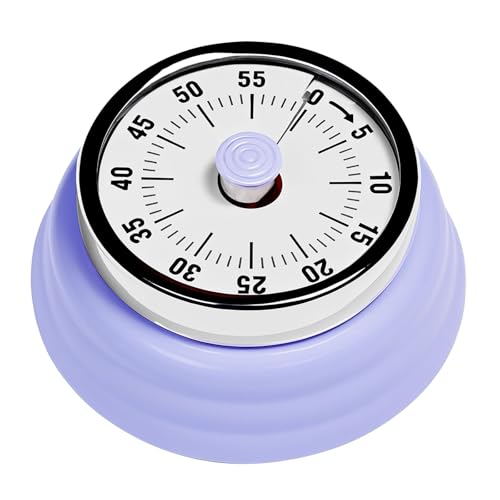 Elegant Stainless Steel Vintage Kitchen Timer with Magnetic Attachment - 60-Minute Countdown & Audible Alarm, Perfect for Cooking, Office Tasks, and Study Sessions (01-Purple) - color: 01-purple