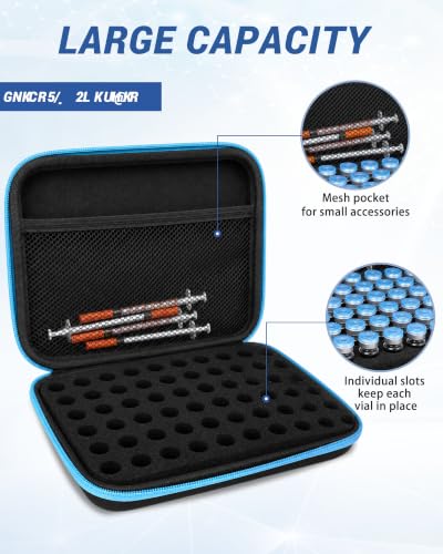 60 Slots 3ml Peptide Case, Insulin Vial Holder, Peptide Storage Case for Fridge and Travel, Fits 1ml 2ml 3ml Standard Vials, Diabetic Supplies (Case Only) - size: 60 Slots