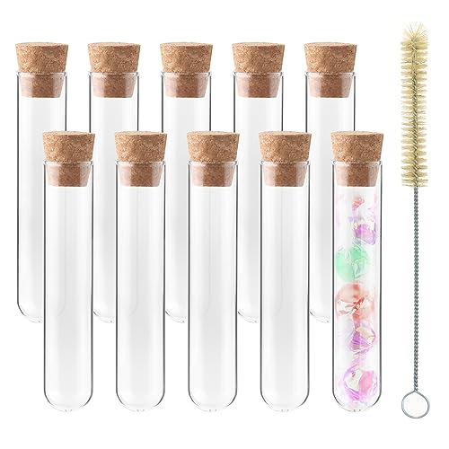 Glass Test Tubes Bulk 50pcs,16ml 20x100mm Test Tube with Cap and Brush, Glass Test Tube for Scientific Plants,TTGS01A50 - style: 50pcs of 20x100mm(16ml)