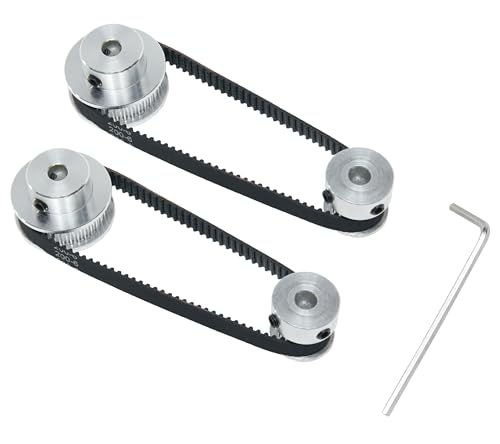 2PCS Set 2GT Aluminum Timing Pulley 20&36 Teeth 6.35mm Bore Synchronous Wheel with 2PCS Length 200mm Width 6mm Belt (20-36T-6.35B-6) - size: 6.35MM Bore, style: 20-36T-6.35B-6MM