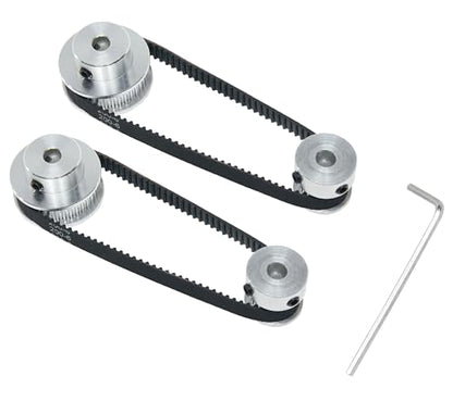 2PCS Set 2GT Aluminum Timing Pulley 20&36 Teeth 6.35mm Bore Synchronous Wheel with 2PCS Length 200mm Width 6mm Belt (20-36T-6.35B-6) - size: 6.35MM Bore, style: 20-36T-6.35B-6MM
