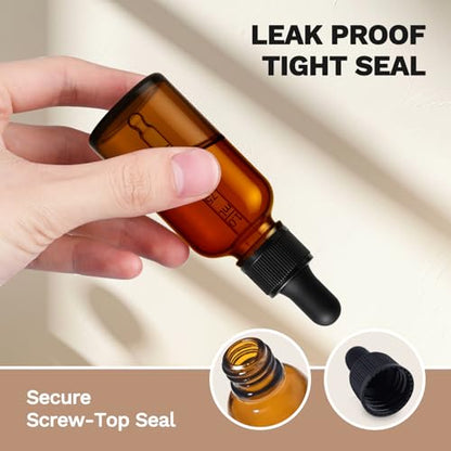 2 Pack Amber Dropper Bottle 1 oz with Calibrated Dropper, Labels, Funnel - color: Amber 1 oz