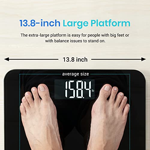 Etekcity Digital Body Weight Bathroom Scale, 440 lb Extra Wide Platform - color: Black, size: 13.8 x 11.8 inches