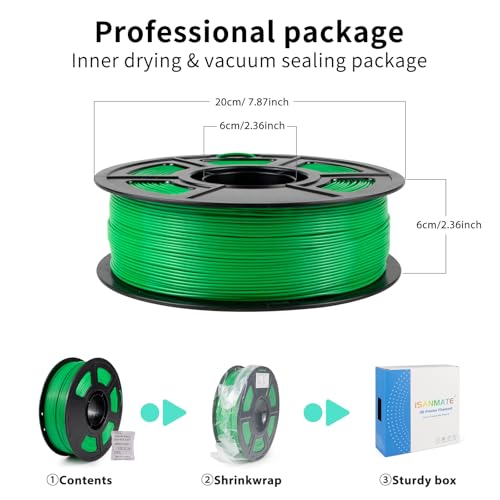 iSANMATE ASA Filament 1.75mm Green 1KG, UV & Weather Resistant 3D Printer Filament Perfect for Outdoor Functional Parts, Dimensional Accuracy +/- 0.02mm, 1kg Spool (2.2lbs) - color: Green