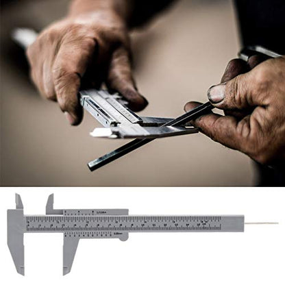 Eujgoov Plastic Vernier Caliper 150mm Double Rule Scale Measuring Tool - color: Gray