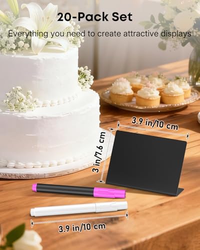 Uniclife 20 Pack Mini Chalkboard Signs for Food, Small Chalkboard Signs with Chalk Markers, Reusable Matte PVC Food Signs Food Labels for Party Buffet Wedding, Blackboard Place Cards Table Signs - color: Matte Pvc L-20