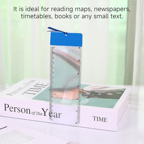 Bookmark Ruler Magnifying Glass, 6PCS Magnifying Glass Ruler, 3X Magnifying Glass, for Reading Small Fonts, Maps and Books (6) - size: 6