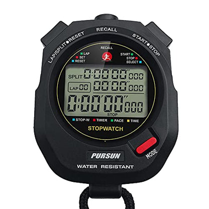 Professional Stopwatch Timer for Sports 100 Lap Stopwatch Digital Sports Stopwatch with Countdown Timer 100 Lap Memory 0.001 Second Timing Water Resistant