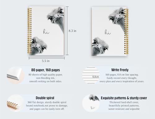 Cute Ostrich Notebook Journal,Ostrich Gifts - color: Ostrich, style: White