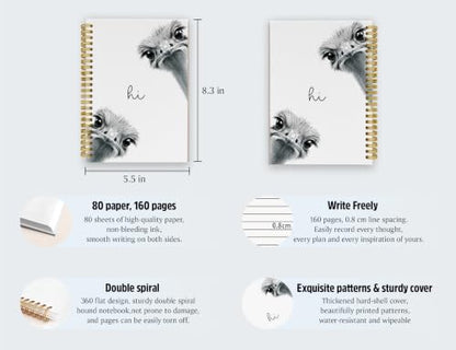 Cute Ostrich Notebook Journal,Ostrich Gifts - color: Ostrich, style: White