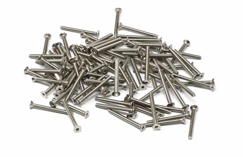 iexcell 100 Pcs M2 x 20mm Thread Pitch 0.4 mm Stainless Steel 304 Hex Socket Flat Head Cap Screws Bolts Kit - size: M2 x 20mm
