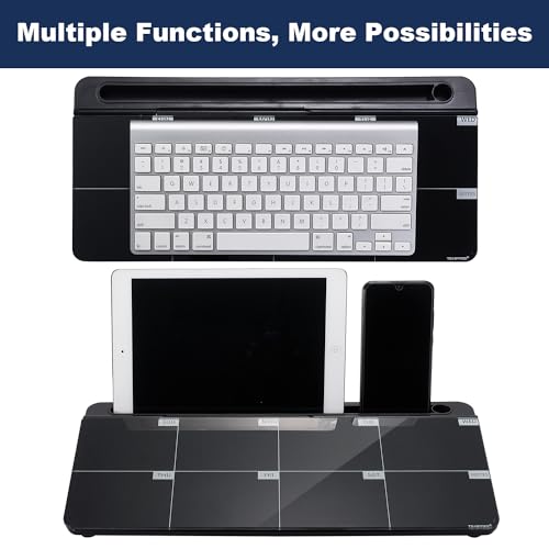 TSJ OFFICE Desktop Whiteboard Dry-Erase-Board - Computer Keyboard Stand White Board Surface Pad with Drawer, Desk Organizers with Accessories for Office, Home, School Supplies - color: Black Base/Glass-weekly Calendar