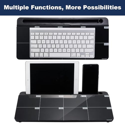 TSJ OFFICE Desktop Whiteboard Dry-Erase-Board - Computer Keyboard Stand White Board Surface Pad with Drawer, Desk Organizers with Accessories for Office, Home, School Supplies - color: Black Base/Glass-weekly Calendar