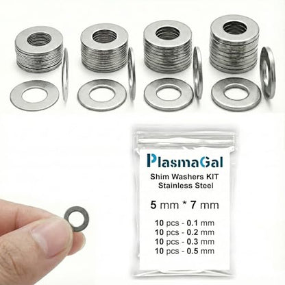 5x7mm Shim Washers RC Stainless Steel 40pc 0.1-0.5mm 5mm ID M5 - size: 5x7