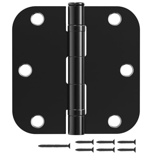 6 Pack Matte Black Door Hinges 3.5 Inch 5/8" Radius Round Ball Bearing - color: Matte Black Ball Bearing, size: 6 Pack