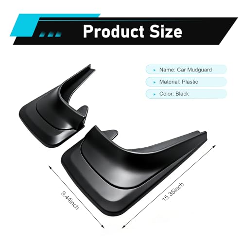2 PCS Car Mud Flaps, Front and Rear Splash Fender Guard Trim, Anti-scratch Heavy-duty Mudguard Protector, Universal Modification Accessories for Most Cars SUVs Trucks (Black)