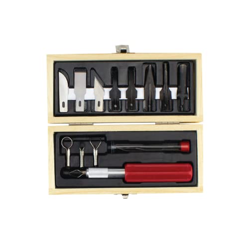 Excel Blades 14-Piece Woodworking Set, K5 Handle, Wooden Storage Case - color: Woodworking Set (Wooden Chest)