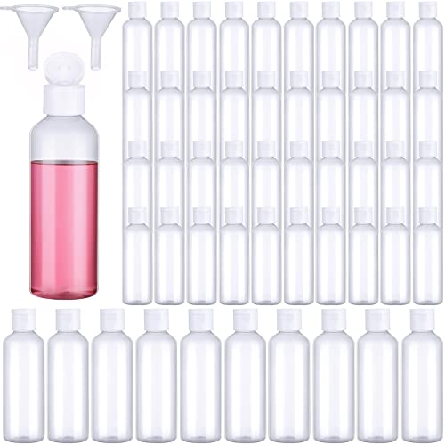 50 Pcs 3.4 oz Clear Plastic Travel Bottles with Flip Cap Funnels