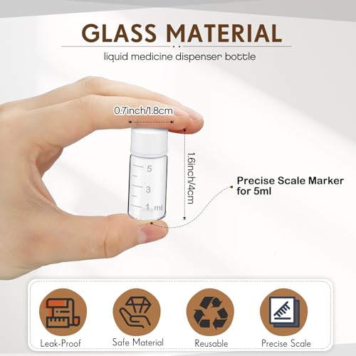 Baderke 4 Pcs Liquid Medicine Travel Container, Clear,5ml - color: Clear, size: 5ml