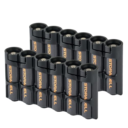 Storacell Slimline AA-6 Battery Storage Caddy and Dispenser (Pack of 2), Black, Holds 6 AA Batteries (Not Included), Durable & Compact Design, The Original Battery Caddy, Made in The USA - color: Black, size: Two Pack