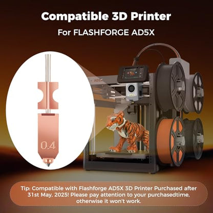 Sovol 3Pcs 0.4mm Hotend Nozzle 3D Printer Extruder Kit for Flashforge AD5X