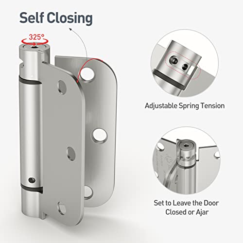HOSOM Self Closing Door Hinges 3.5 Inch,Spring Loaded Hinges - color: Brushed Nickel-5/8'', size: 3.5" 1 Pack