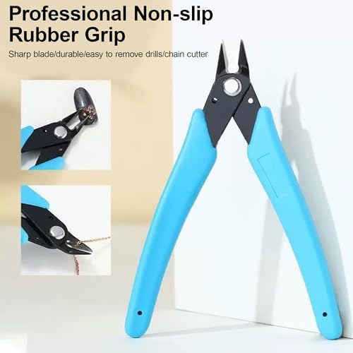 Micro Wire Cutters Precision Flush Cutter Pliers for Jewelry Making Electronics Craft 5 Inch Mini Side Cutting Nippers for Zip Ties Plastic Models and Hobby Projects Light Blue