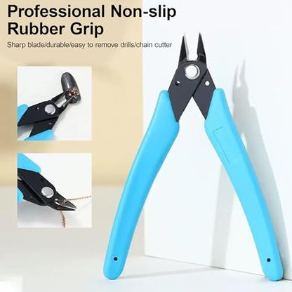 Micro Wire Cutters Precision Flush Cutter Pliers for Jewelry Making Electronics Craft 5 Inch Mini Side Cutting Nippers for Zip Ties Plastic Models and Hobby Projects Light Blue